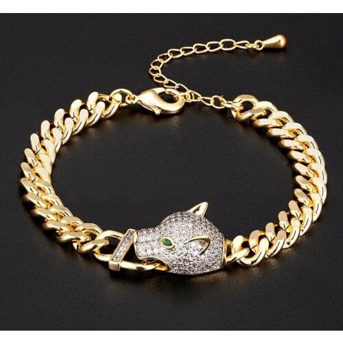 Zlxgirl brand leopard bracelet for mens wedding jewelry metal copper pave zircon bracelet fine girl friend couple gifts