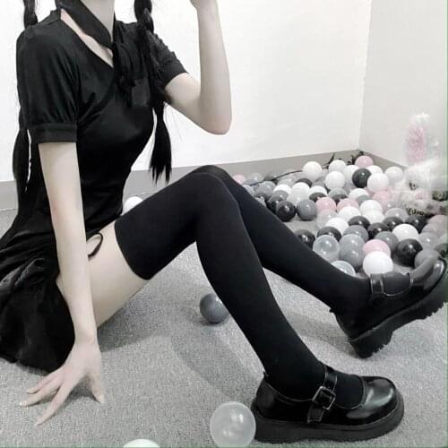 Harajuku Style JK Stockings Fashion Sister Womens Knee High Velvet Solid Color Cute Soft Girl Students Show Thin Legs Stocking