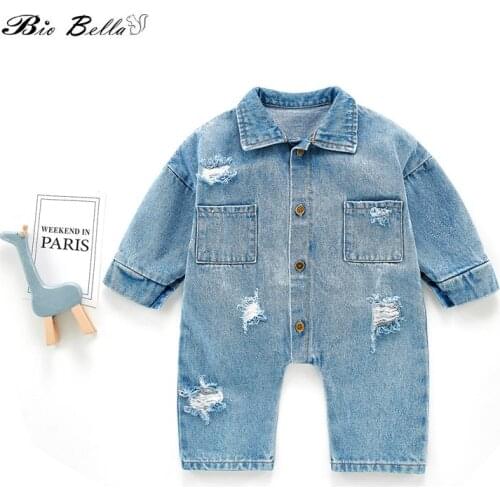 Kids Cowboy Spring Autumn Romper Baby Fashion Boy Girl Overalls 0-24M Newborn Party Outdoor Kids Clothes Hole Infantil Rompers