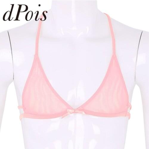 Homme Mens Mesh See Through Sheer Lace Y-shape Back Wire-free Unlined Triangle Bralette Bra Top Mens Underwear