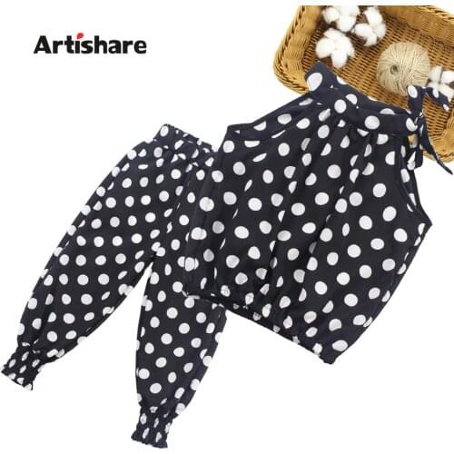Girls Summer Clothes Set Dot Vest + Pants PCS Girls Outfits Teenage Clothes For Children 6 8 10 12 13 14 Year