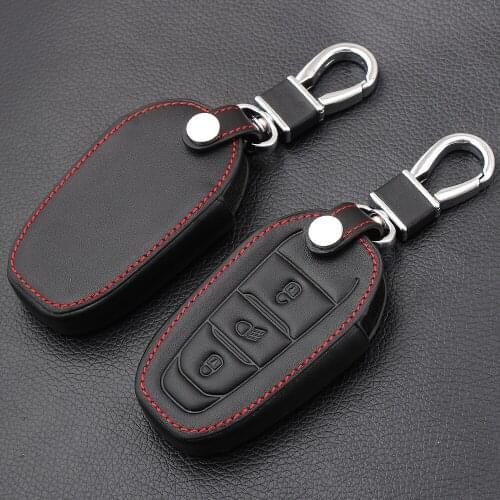 3 Button Leather Car Key Case for Citroen C4 C5 for Peugeot 3008 307 508 408 2008 Protector Cover Holder Skin Car Accessories