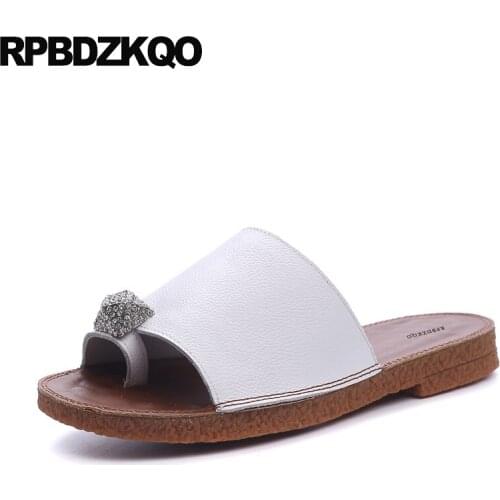 Summer Diamond Slip On Rhinestone Slippers Designer Sandals 5 Slides Crystal Leather Fashion Shoes 2021 Women Embellished White