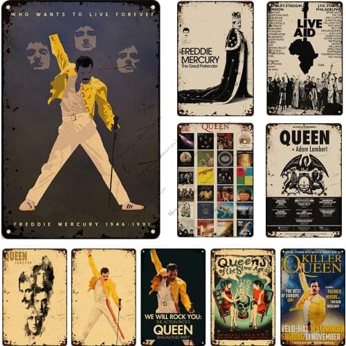 Queen Band Metal Tin Sign Singer Band Metal Signs Poster Club Pub Bar Home Wall Decor Signs Rusty Vintage Poster Metal Plate