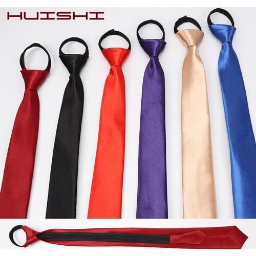 Mens Formal Zipper Necktie Red Dark Blue Black Color Polyester Satin Tie For Men Vintage Decoration Necktie Wedding Accessories
