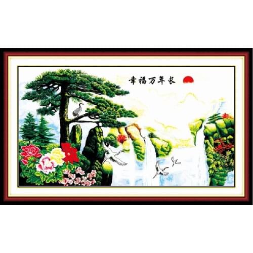 Happiness Forever cross stitch kit lanscape 18ct 14ct 11ct count printed canvas stitching embroidery DIY handmade needlework