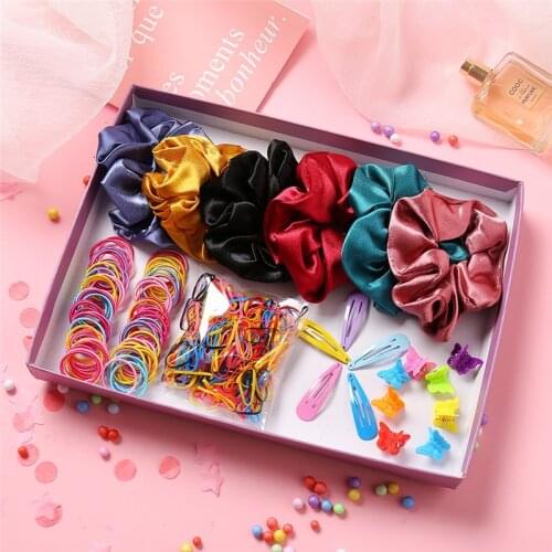 Hot Sale Cute Elastic Hair Bands Set Women Fashion Silk Scrunchie Hair Band Nylon Rubber Ponytail Holder Hair Accessories 2021