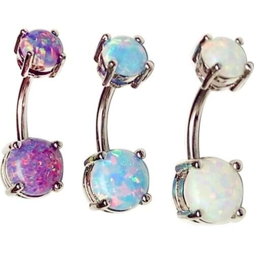 New Brand Opal Gem Navel Piercing Belly Button Rings 14G Body Piercing Navel Sexy Jewellery Women Bijoux Piercing Nombril