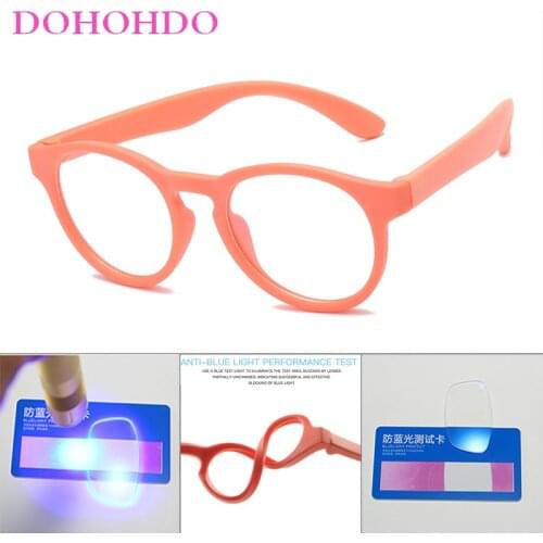 DOHOHDO Blue Light Blocking Kids Glasses Frame Children Boy Girls Round Computer Transparent Anti Blue Light Eyeglasses UV400