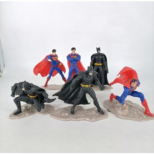Genuine Superman Batman Model Figure Toy 6pcs/set Statue Ornament Table Decoration Gifts Collection