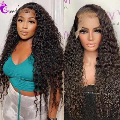 32 inch transparent lace front wig deep wave frontal wig closure wig deep wave 13x4 curly human hair wig Pre-Plucked Baby Hair