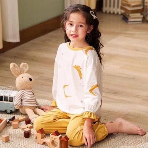 Baby Girls Cartoon Pajamas Toddler Children 100% Cotton Sleepwear 2-14y Kids Soft Nightwear Little Girls Leisure Nighty Homewear