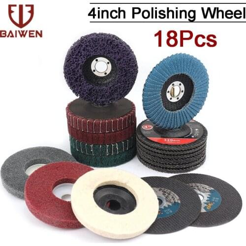 18pcs/Set Flat Grinding Discs, Metal Buffing Pads, Cut Off Wheels, 100mm * 16mm Abrasive Tools For Angle Grinder