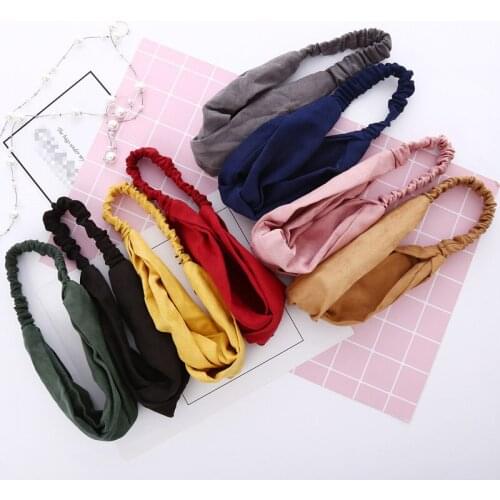 Canddy Color Women Headbands Suede Vintage Cross Knot Elastic Hair Bands Soft Solid Girls Hairband Fashion Hair Accessories