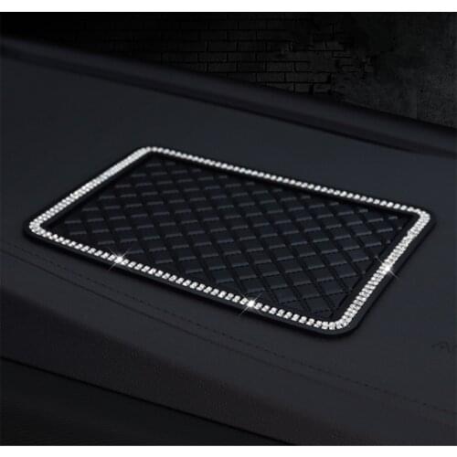 Crystal Diamond Car Anti-Slip Pad Mat Bling Rhinestones Non Slip Sticky Anti Slide Cell Phone Mount Holder Mat For Women Ladies