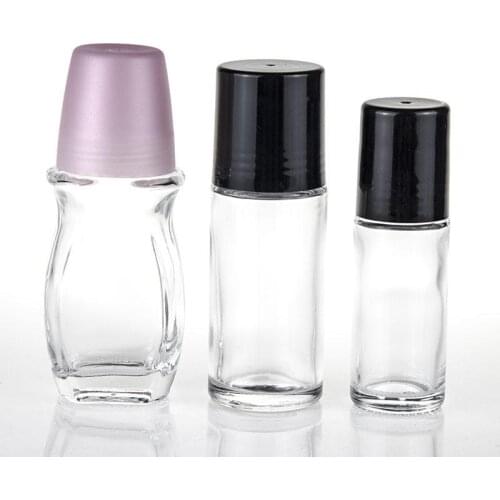 30ml 50ml Clear Glass Roll On Bottle Essential Oil Perfume Bottle Travel Dispenser Bottle Glass Roller Ball PP Cap