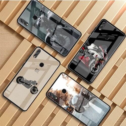 Retro Motorcycle Tempered Glass Phone Case For Huawei P20 P30 P40 P40 Lite Pro Psmart Mate 20 30 Cover Shell
