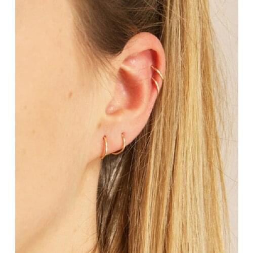 925 Sterling Silver Hoop Earrings For Women Men Small Hoops Ear Bone Simple Tiny Nose Rings Girls Huggies Fine Jewelry 8/10/12mm