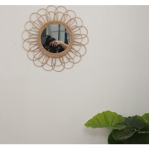 High Quality Rattan Dressing Mirror Innovative Art Decoration Round Living Room Wall Hanging Mirrors Kitchen astonishing