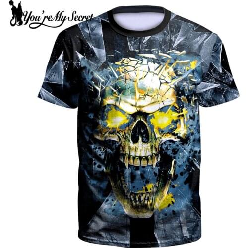 [Youre My Secret] Classic Skull T-shirt For Women Skull Halloween Tops Loose Short Sleeve Tee Top Gothic 3d Printing Streetwear