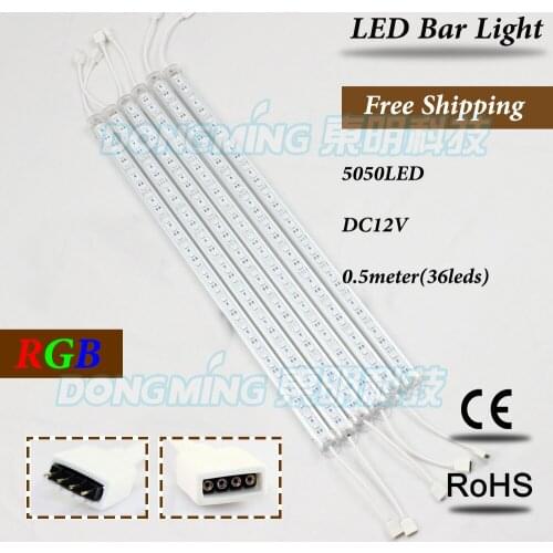 U Aluminium Profile 5050 LED Strip bar rgb 50cm 36leds 12V with milky/clear pc covcer Home/Kitchen/closet/Jewelry Showcase light