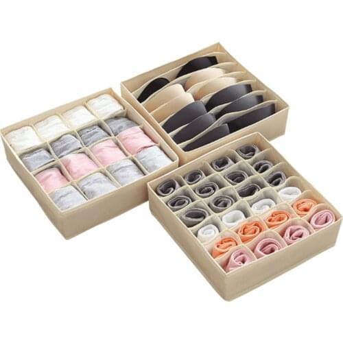 16/7/24 Grids Underwear Bra Storage Box Foldable Storage Box Drawer Organizers Socks Storage Bag Cabinet Socks Storage Boxes