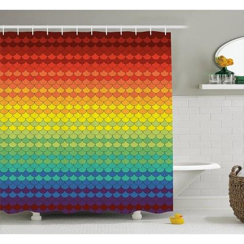 Fiesta Shower Curtain Colorful Scale Snake and Dragon Skin Abstract Composition Rainbow Inspired Waterproof Bath Curtains