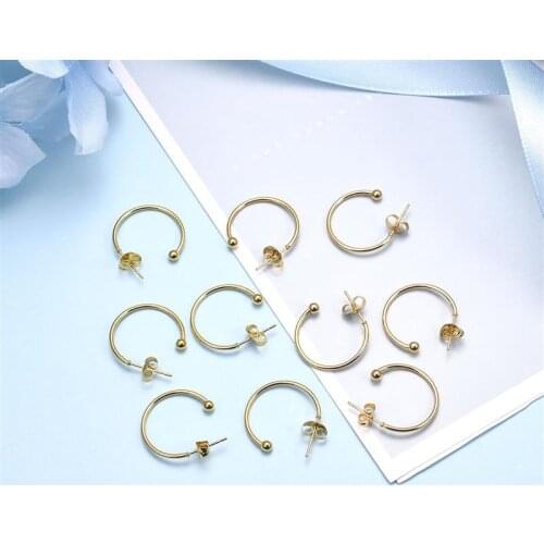 10pcs/Lot Semicircle Earring Hooks Stainless Steel DIY Jewelry Making Accessories Earring Hooks Wires Findings With Earplugs