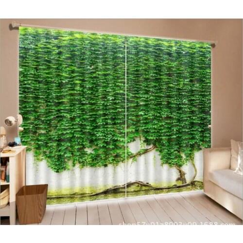 Green Wall grass 3D Window Curtains Living Room wedding bedroom Hotel decorate Cortina Drapes Rideaux Customized size pillowcase