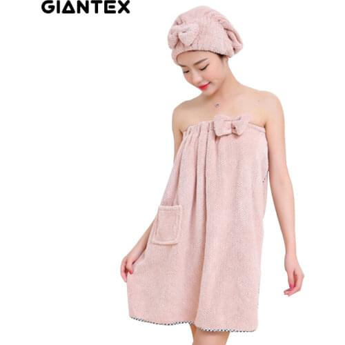 GIANTEX Women Bathroom Microfiber Bath Towels for adults Bath Robe Hair Towel Set serviette de bain toalhas de banho handdoeken