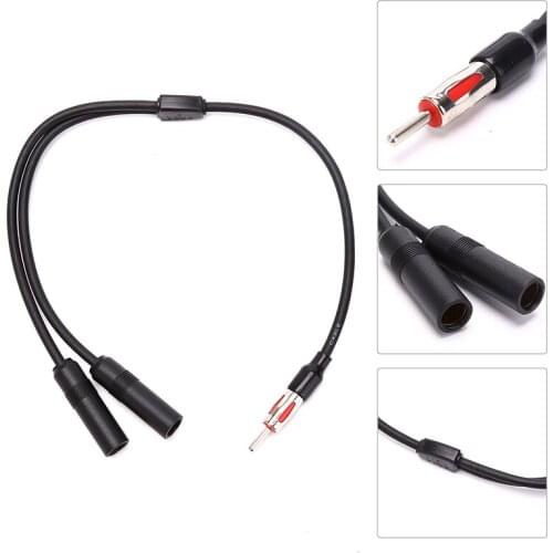 1 For 2 Car Antenna Cable Adapter Aluminum Plug Car Special Radio Antenna Aerials AM/FM Audio Signal Amplifier Booster Cable