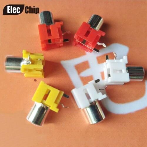 10pcs Connector RCA Seat 2 Pin Single hole AV Socket Lotus socket Audio socket AV-5 Red White Yellow
