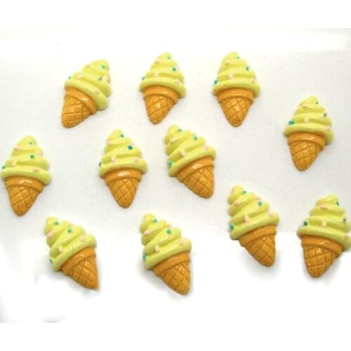 20Pcs Yellow Ice Cream Resin Decoration Crafts Flatback Cabochon Scrapbooking Fit Phone Embellishments Beads Diy Accessories