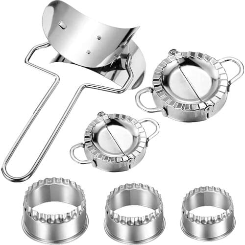 6 Pcs Stainless Steel Dumpling Maker,Pie Ravioli Empanada Press Mold Dumpling Wrapper Roller Pierogi Skin Cutter Kitchen Tools