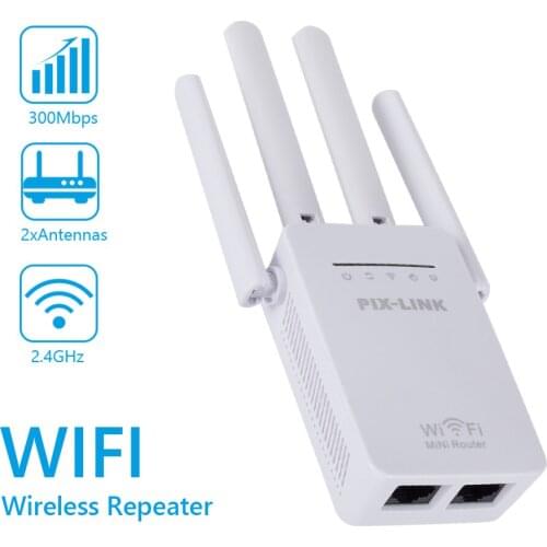 WR09Q Wireless WiFi Repeater Router 300Mbps Network Signal Amplifier IIEEE802.11 b/g/n with 4 Antenna WiFi Booster Home US/EU/UK