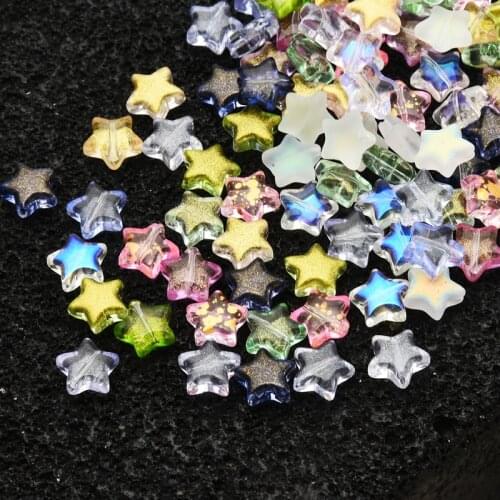 50Pcs Crystal Glass Beads Five-pointed Star Shape 10mm Lampwork Pendants Gradient Color For DIY Making Handmade Jewelry Earing