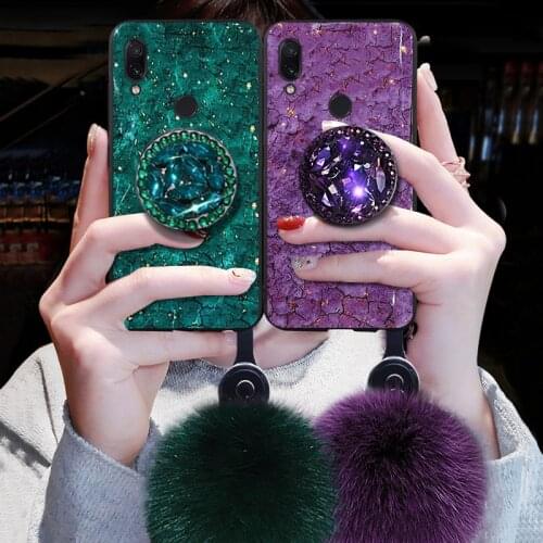 Fashion Glitter Diamond Lanyard Bracket Case For Xiaomi Redmi Note 7 6 Pro 5 Plus 7A 6A 5A Coque Gold Foil phone holder Cover