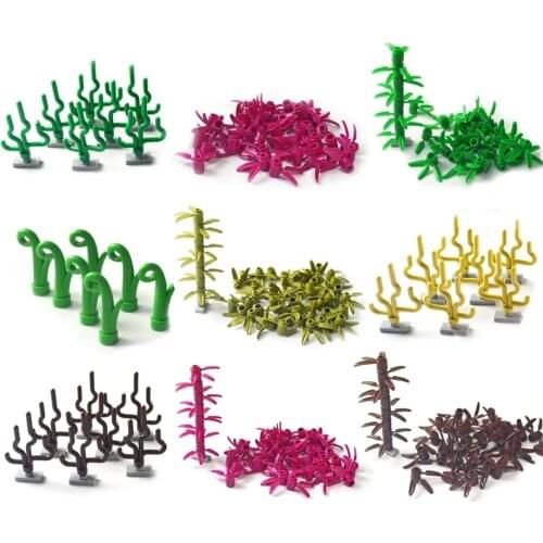 Tree Seaweed grass Bush Plants DIY Bamboo island Building Block baseplate Botany City MOC Accessories Compatible All Brands