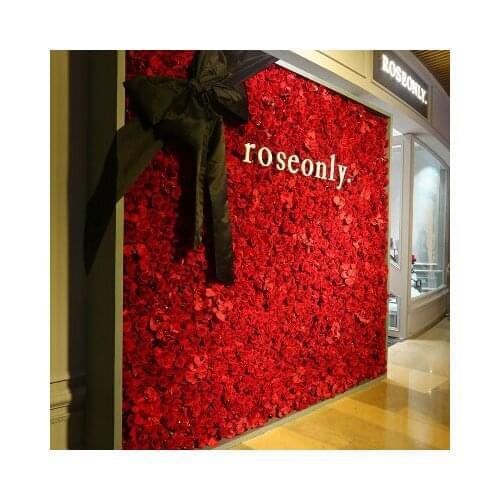 Exellent 7.9ft x 7.9ft Red Wedding Flower Wall flower backdrop wedding background Decoration