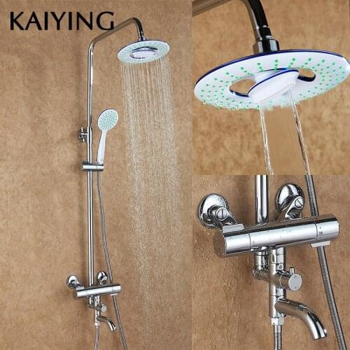 KAIYING Bathroom Thermostatic Shower Set Intelligent Thermostatic Shower Faucets Mixer Tap ,Brass Thermostatic Mixing Valve,826
