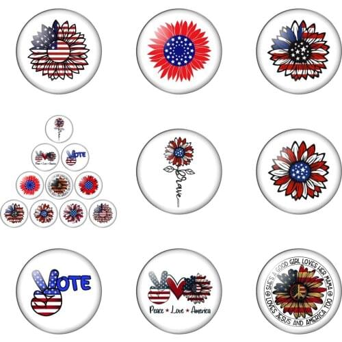 Flowers of America Peace and Love Usa 12mm/20mm/25mm/30mm Round Photo Glass Cabochon Demo Flat Back Making Findings