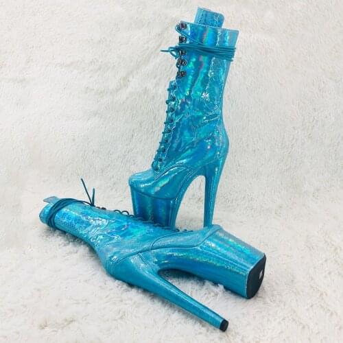 Leecabe 20CM/8Inch lady shinny snakeskin PU upper High Heels Pole Dance boot