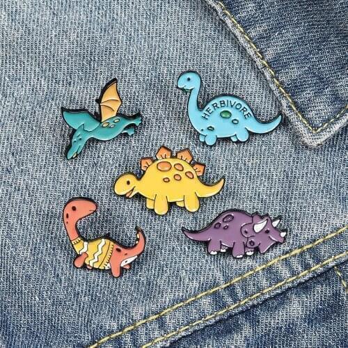 Cute Cartoon Dinosaur Brooch for Coat Hat Enamel Pin Womens Brooches for Women Clothing Pins Metal Badges New Year Gifts 2021