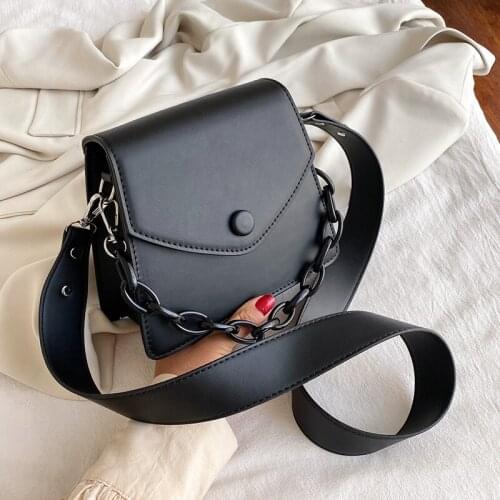 Fashion Women 2021 Summer Shoulder Cross Body Bag Ladies Handbags for Solid Color Thick Chain Small PU Leather Crossbody Bags