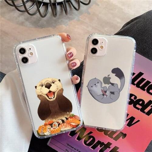 Cartoon otter Cartoons Phone Case Transparent for iPhone 11 12 mini pro XS MAX 8 7 6 6S Plus X 5S SE 2020 XR