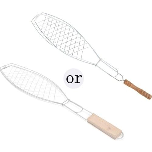 2021 New BBQ Fish Grilling Basket Clip Folder Tool Roast Food Meat Hinged Grill Rack