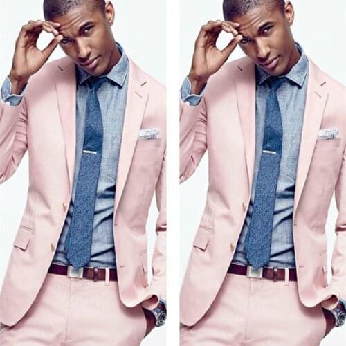 Groomsmen New Arrival Groom Tuxedos Pink Men Suits Notch Lapel Best Man 2 pieces Wedding Suit ( Jacket+Pants+Tie ) C567