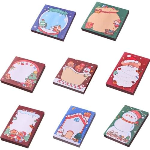 New Classic Christmas Sticky Note Pad Cartoon Pocket Sticky Note Pad Mini Writing Pad Self-adhesive Christmas Party Supplies