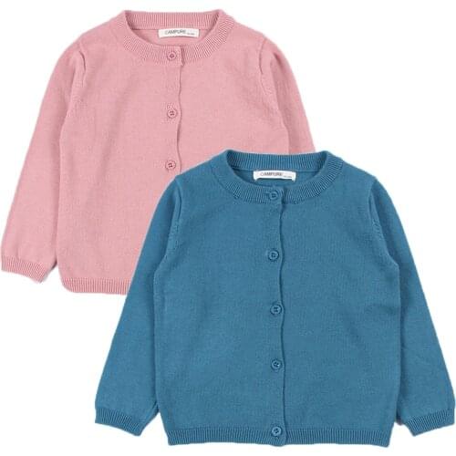 1-6Y Kids Sweater Autumn Spring Grils And Boys Cotton Children Clothes Cardigan Solid Print Lovely Long Sleeve Knitwear 2021 New