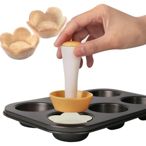 Plastic Pastry Tamper Tart Shell Molds Tart Cutter Flower/Round Dough Cookie Cutter Set Cupcake Muffin Mold